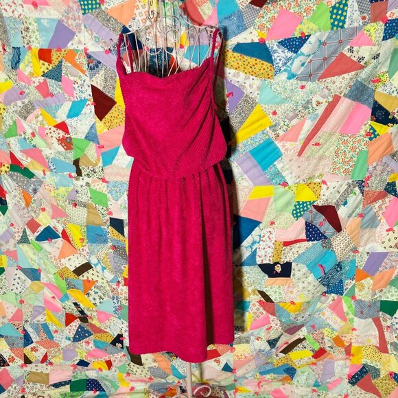 70s vintage dress bright pink retro mod | XS-S | terry cloth 1970s Niki - Lu - Picture 1 of 9